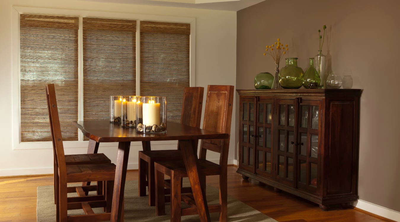 Woven shutters in a Fort Lauderdale dining room.